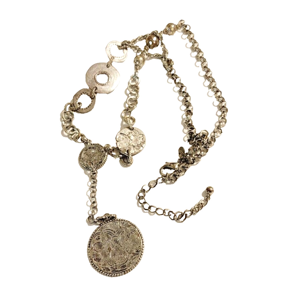 Chicos‎ Adjustable Coin Necklace Long Chain Modern Designer sn01-30